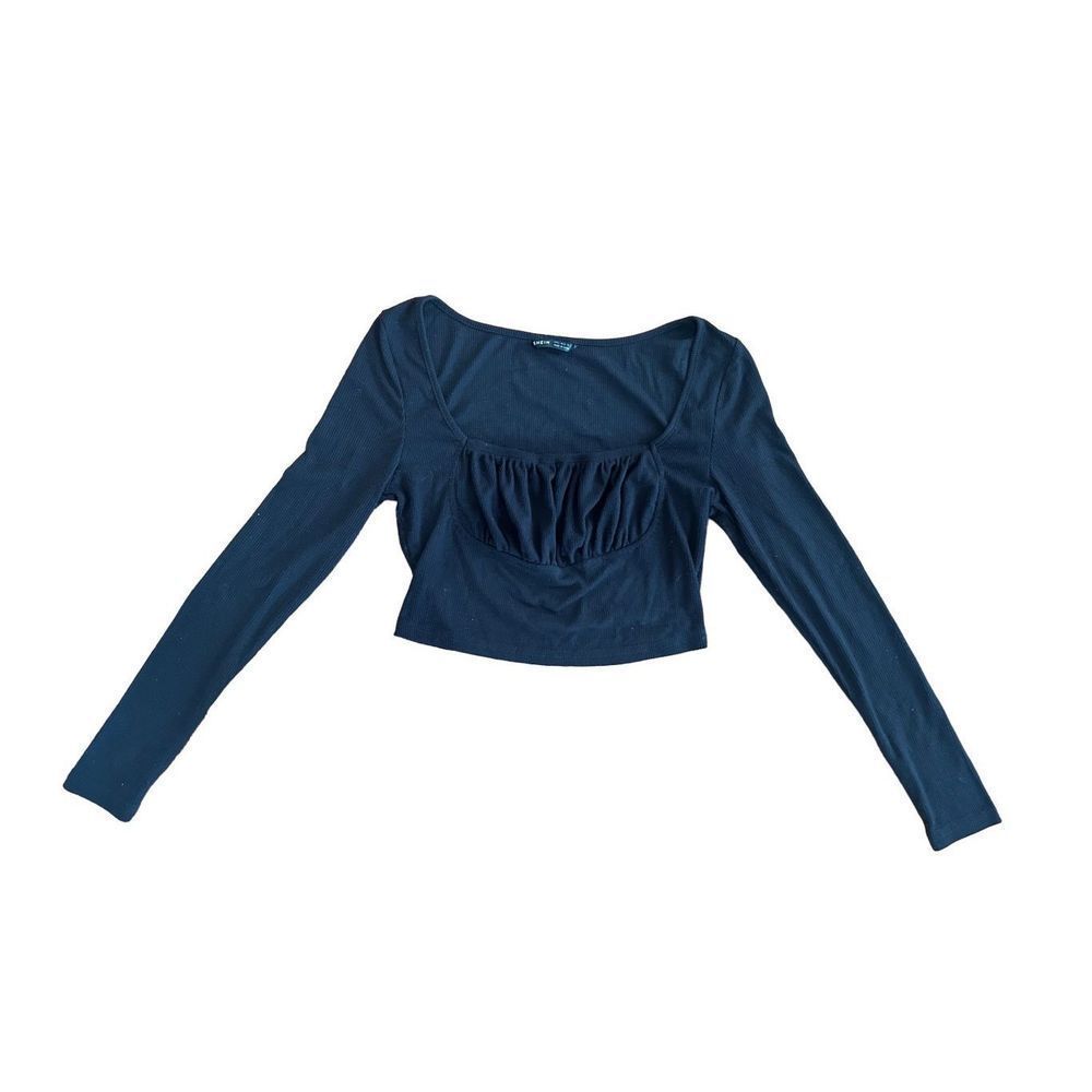 #SHEIN. Woman square neck #ruchedbust #longsleeve. Black. Size S. Very light wei